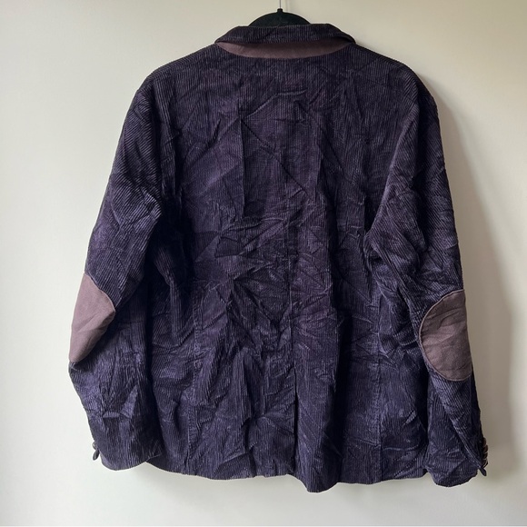 Land’s End Women's Purple Corduroy Blazer Jacket with elbow patches size 14-16 - Picture 10 of 11
